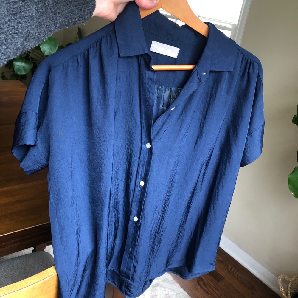 Everlane Silk Button up Blue blouse